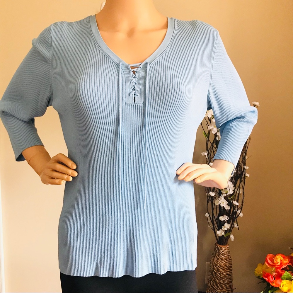 Light Blue Women's Ribbed Top
